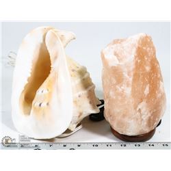 8" SALT AND SHELL LAMPS, BOTH WORKING