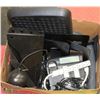 Image 1 : BOX OF OFFICE / DESK ITEMS - PLANTRONICS, MONITOR