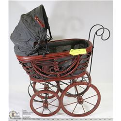 VINTAGE DOLL WICKER CARRIAGE