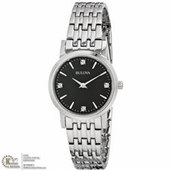 15)BULOVA LADIES 4 DIAMOND ACCENT STAINLESS STEEL