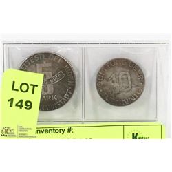 2 JEWISH GETTO COINS LITZMENSTADT -1943 & 1942.