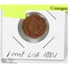 Image 1 : 1861 USA 1 CENT COIN.