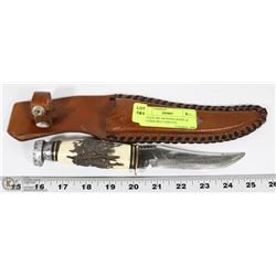 VINTAGE MV HUNTING KNIFE & LEATHER BELT SHEATH.