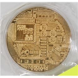 1OZ .999 FINE COPPER GOLD CLAD BIT COIN.