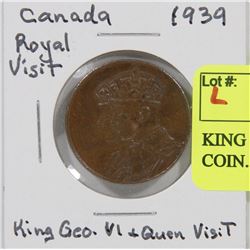 KING & QUEEN 1939 ROYAL VISIT COIN.