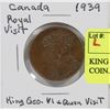 Image 1 : KING & QUEEN 1939 ROYAL VISIT COIN.