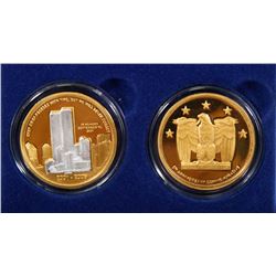 24KT GOLD GLAD TWIN TOWER COIN SET WITH COA MADE