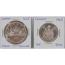 1965 SILVER DOLLAR & SILVER 50 CENT PC