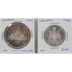 1966 SILVER DOLLAR & SILVER 50 CENT PC.