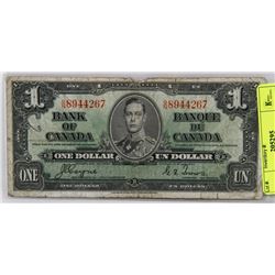 1937 CANADIAN $1 DOLLAR BILL