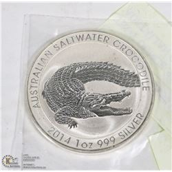 TROY OUNCE .999 SILVER ROUND AUSTALIAN CROCODILE.