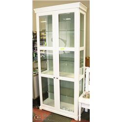 WHITE CHINA CABINET W/ GLASS FRONT & SIDES,