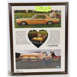 11X14 ORIGINAL 1967 MUSTANG CAR AD.