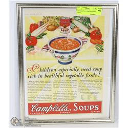 1929 ORIGINAL CAMPBELLS SOUP AD 11X14.