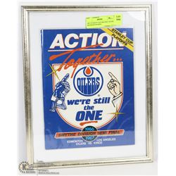 1987 STANLEY CUP GRETZKY OILERS PROGRAM FRAMED.