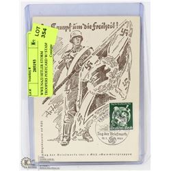 WWII NAZI HITLER STORM TROOPERS POSTCARD W/ STAMP.