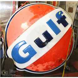 1960S GULF GAS STATION LIGHT UP SIGN WITH POLE 6'