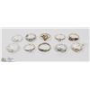Image 1 : 7) LOT OF 10 STERLING SILVER CUBIC ZIRCONIA RINGS