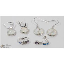 16) LOT OF 3 STERLING SILVER OPALITE &CZ EARRINGS