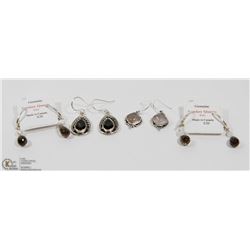 21) LOT OF 4 STERLING SILVER GEMSTONE EARRINGS