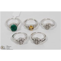 46) LOT OF 5 STERLING SILVER GEMSTONE RINGS