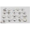 Image 1 : 9) LOT OF 19 STERLING SILVER CUBIC ZIRCONIA RINGS