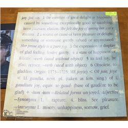 24" X 24" CANVAS ART PANEL OF "JOY" DEFINITION