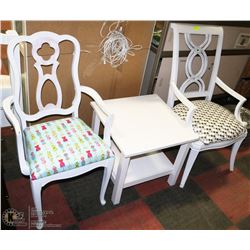 LOT OF 2 CHALKWARE CHAIRS WITH PADDED SEATS.