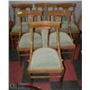 Image 1 : LOT OF 6 GREEN FABRIC & WOOD DINING CHAIRS.