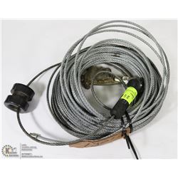 130' ROLL OF 3/16 SAFETY CABLE WITH SALA HOOK.