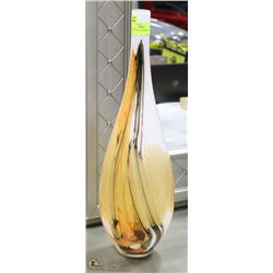 ORANGE , BLACK AND WHITE GLASS VASE