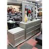Image 1 : NEW SILVER TONE DRESSER WITH MIRROR AND NITE STAND