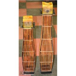2 WICKER AND METAL SHOWHOME CANDLE HOLDERS WITH