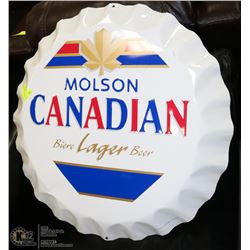 30" MOLSON CANADIAN TIN SIGN CAP.