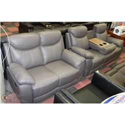 CAMROSE GREY GENUINE LEATHER DROP DOWN CONSOLE