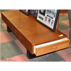 TEAK COFFEE TABLE WITH END DRAWERS 60"X22"