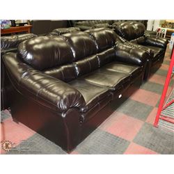NEW DEEP WINE LEATHERETTE 90" SOFA WITH