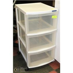 3 DRAWER PLASTIC ROLLING STORAGE ORGANIZER