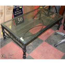 BLACK METAL & GLASS COFFEE TABLE