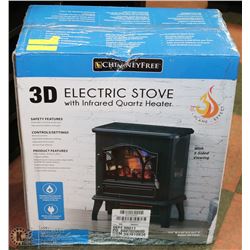 3D ELECTRIC STOVE WITH INFRARED QUARTZ HEATER