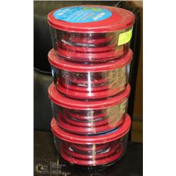 4 NEW ANCHOR 8PC GLASS STORAGE BOWLS (16QTY)