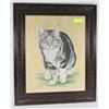 Image 1 : ORIGINAL SIGNED PASTEL ART OF A CAT BY STEVE