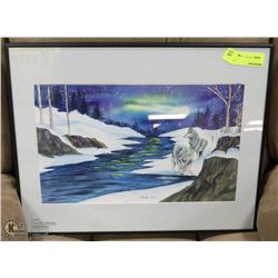 WOLF FRAMED LITHOGRAPH