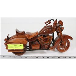 SOLID WOOD HAND CARVED MOTORCYCLE  DISPLAY