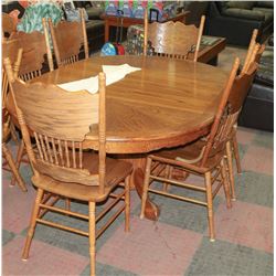 CARVED WOOD DINING TABLE WITH 6 CHAIRS,