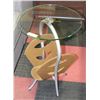 Image 1 : ROUND GLASS TOP SIDE TABLE 24" TALL 17" DIAMETER.