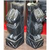 Image 1 : PAIR OF LOCALLY CARVED NATIVE WOOD OWL BOOK ENDS