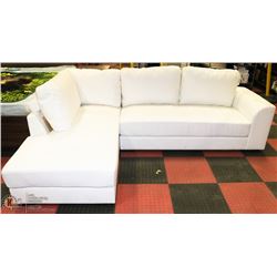 NEW WHITE LEATHERETTE L SHAPE 100X 67" SECTIONAL