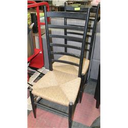 SET OF 2 VINTAGE HIGH-BACK CHAIRS, WOOD WITH