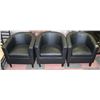 Image 1 : LOT OF 3 BLACK LEATHERETTE OFFICE ARM CHAIRS.